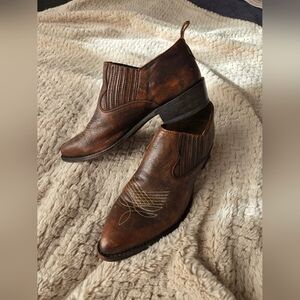 Frye Dark Brown Western Ankle Boots